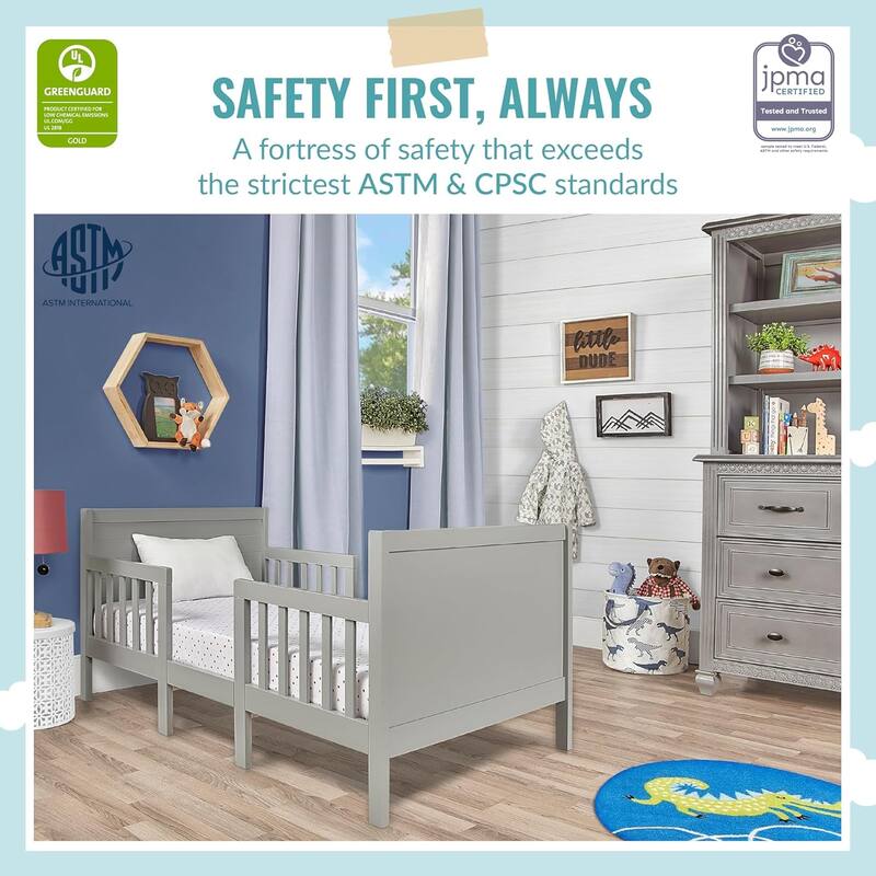 Dream On Me Hudson 3 in 1 Convertible Toddler Bed Cool Grey