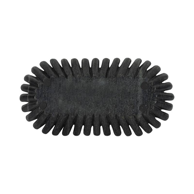 Decorative Wavy Marble Bowl with Ribbed Texture -Home Decor - 16", Tan