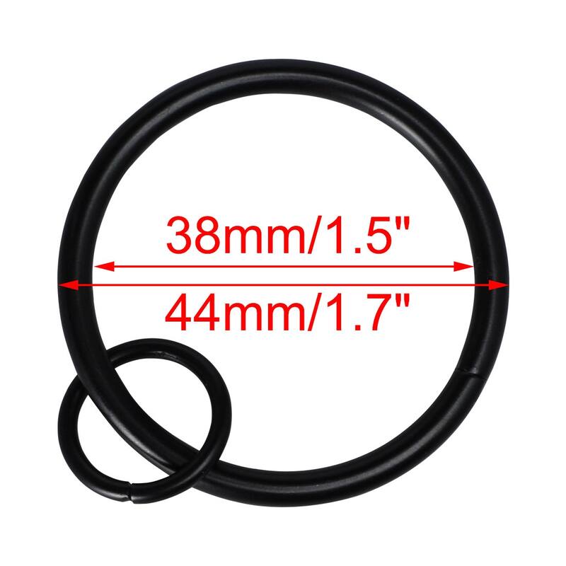 20pcs Metal Curtain Rings with Eyelet for 1.5" Shower Curtains Rod - Black - 1.1 Inch
