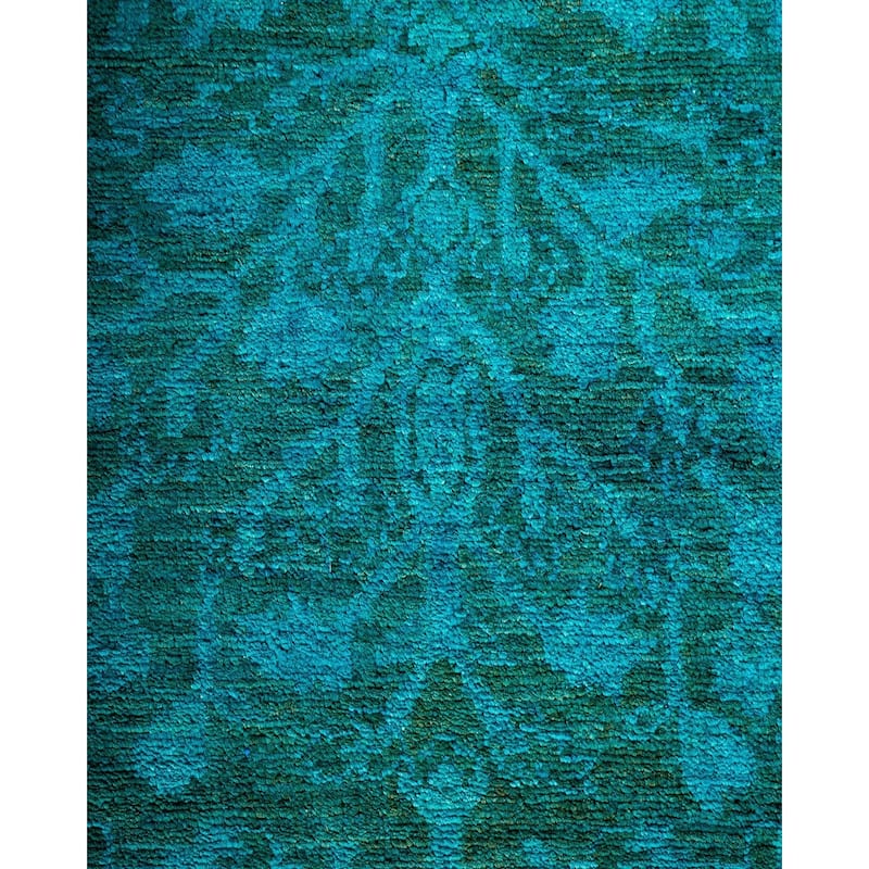 Overton Hand Knotted Wool Vintage Inspired Modern Contemporary Overdyed Blue Runner Rug - 3' 2" x 15' 1"