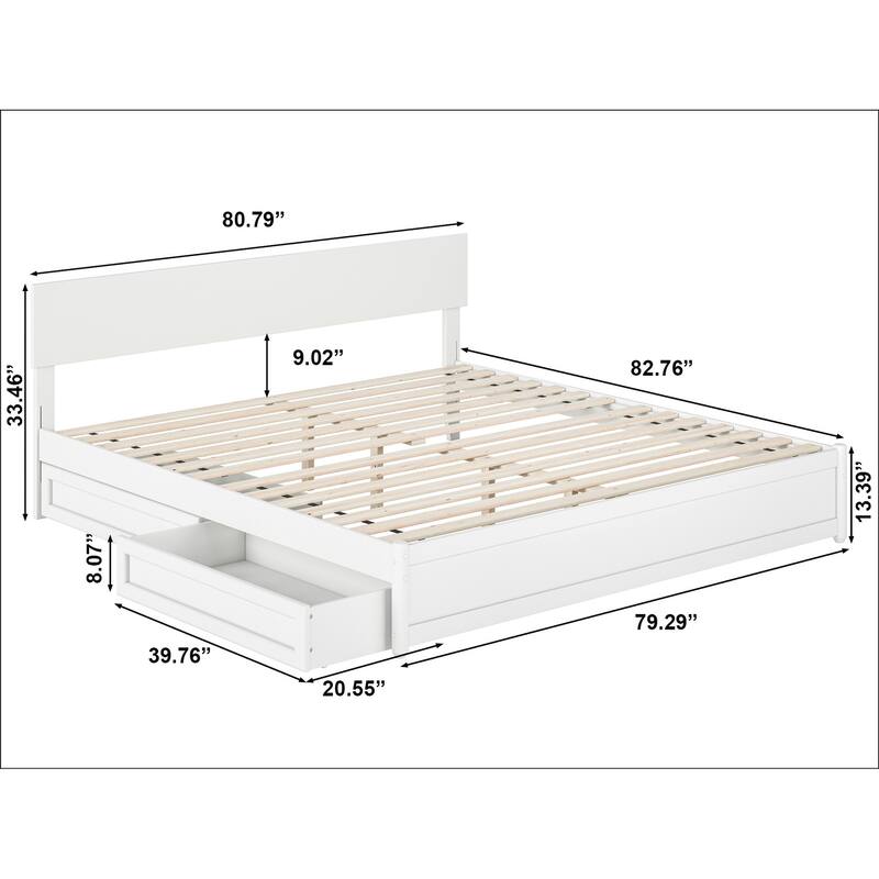 Wesley Platform Bed with Panel Footboard and Storage Drawers