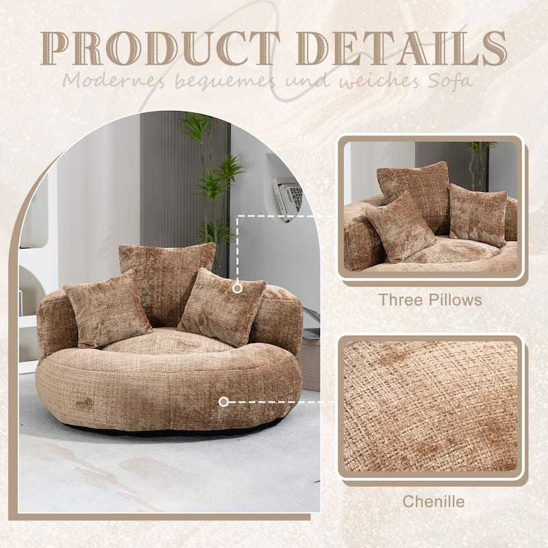 Roomfitters Bean Bag Gaming Chair with 3 Pillows, Soft High Back Lazy Sofa for Indoor and Outdoor Bedroom or Office Use