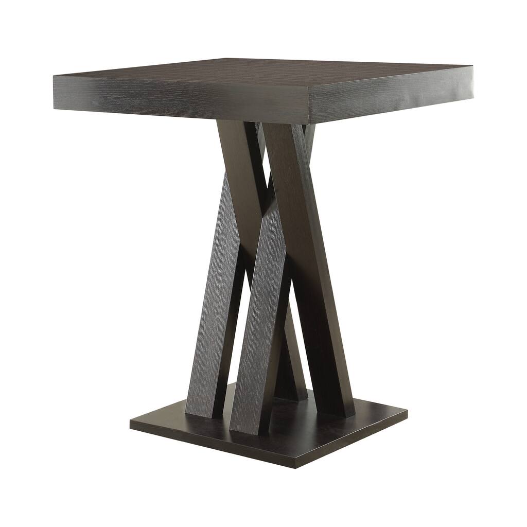 Camille Cappuccino Double X Base Square Bar Table