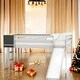 preview thumbnail 1 of 13, Elegant Design Full size Loft Bed Wood Bed,with Slide, Stair and Pine Wood Frame & Chalkboard, Gray