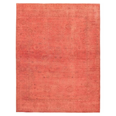 ECARPETGALLERY Hand-knotted Vibrance Dark Coral Wool Rug - 8'11 x 11'5