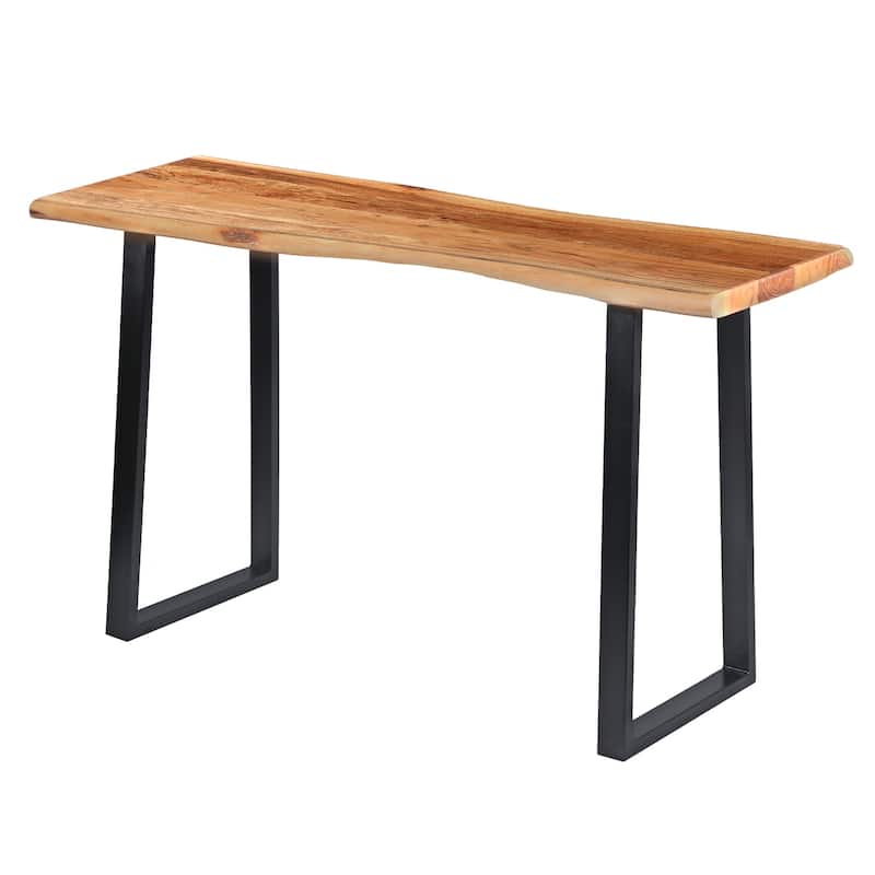 Acacia Wood Office Desk with Metal Legs - Coastal Cottage Style Desk, 51" Wide