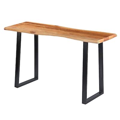 Acacia Wood Office Desk with Metal Legs - Coastal Cottage Style Desk, 51" Wide