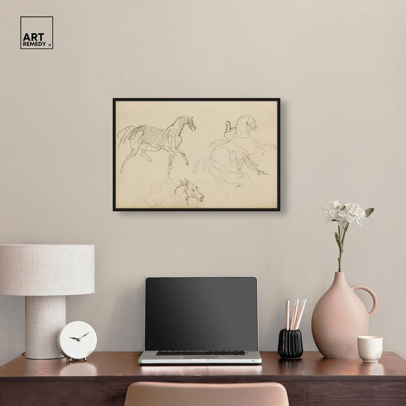 Gericault - Three horse studies Canvas by Art Remedy