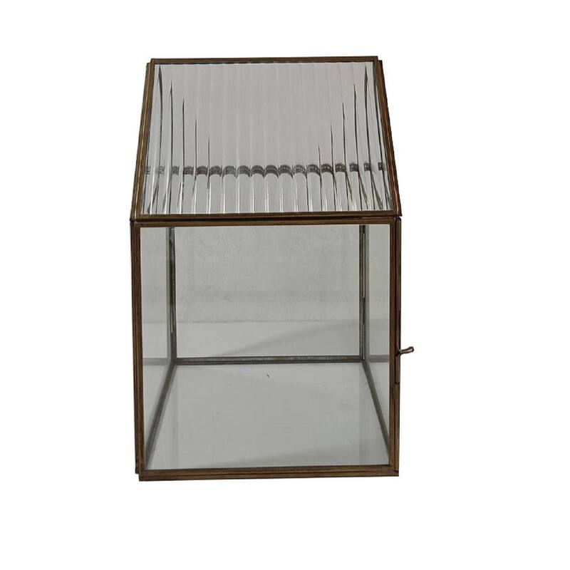 Large Terrarium Brown Patina Iron & Glass H 16.5" - BROWN PATINA