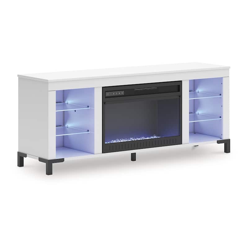 Signature Design by Ashley Brollevi White 60" TV Stand with Electric Fireplace for TVs up to 69"