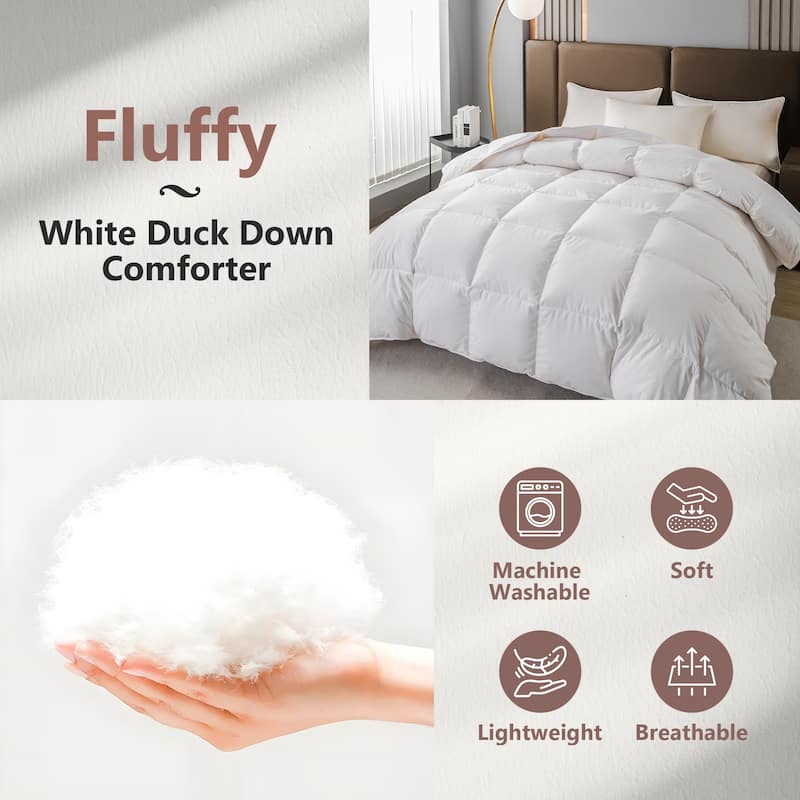 All Season White Feather and Down Comforter Duvet