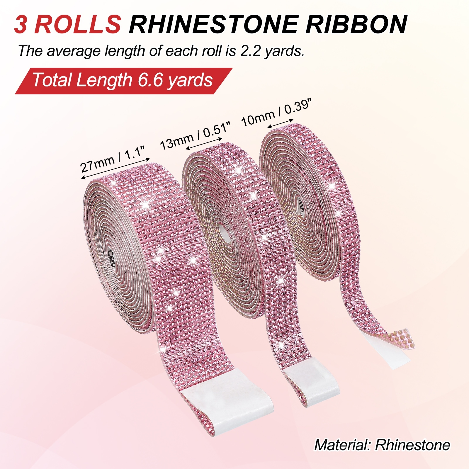 Self-Adhesive Crystal Rhinestone Ribbon, Bling Rhinestones Ribbons Diamond Glitter Strips for Craft Car Clothing