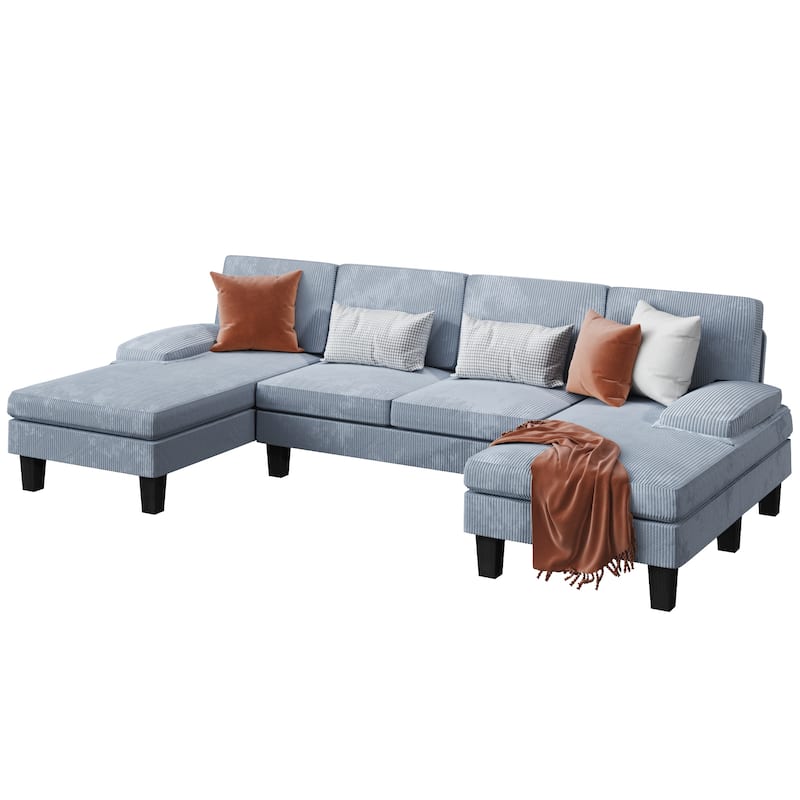 Furniwell Corduroy Modern U-section Modular Sofa