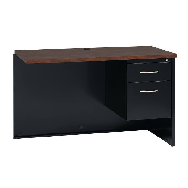 Hirsh 24D x 48W Right Hand Return for Single Pedestal Desk, Black / Walnut