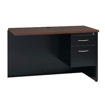 Hirsh 24D x 48W Right Hand Return for Single Pedestal Desk, Black / Walnut