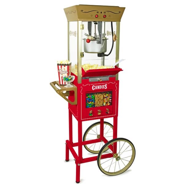 slide 2 of 5, Nostalgia 53-Inch Popcorn Cart with Candy Dispenser