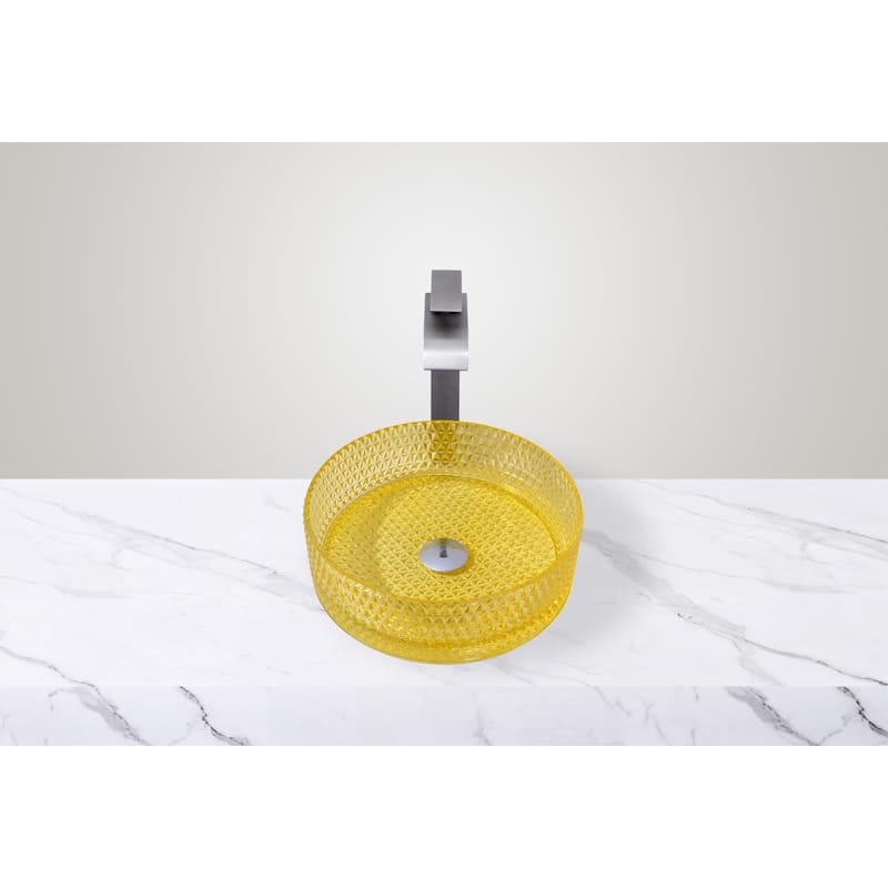Scotch Round Basin Glass Crystal Bathroom Vessel Sink in Multiple Colors