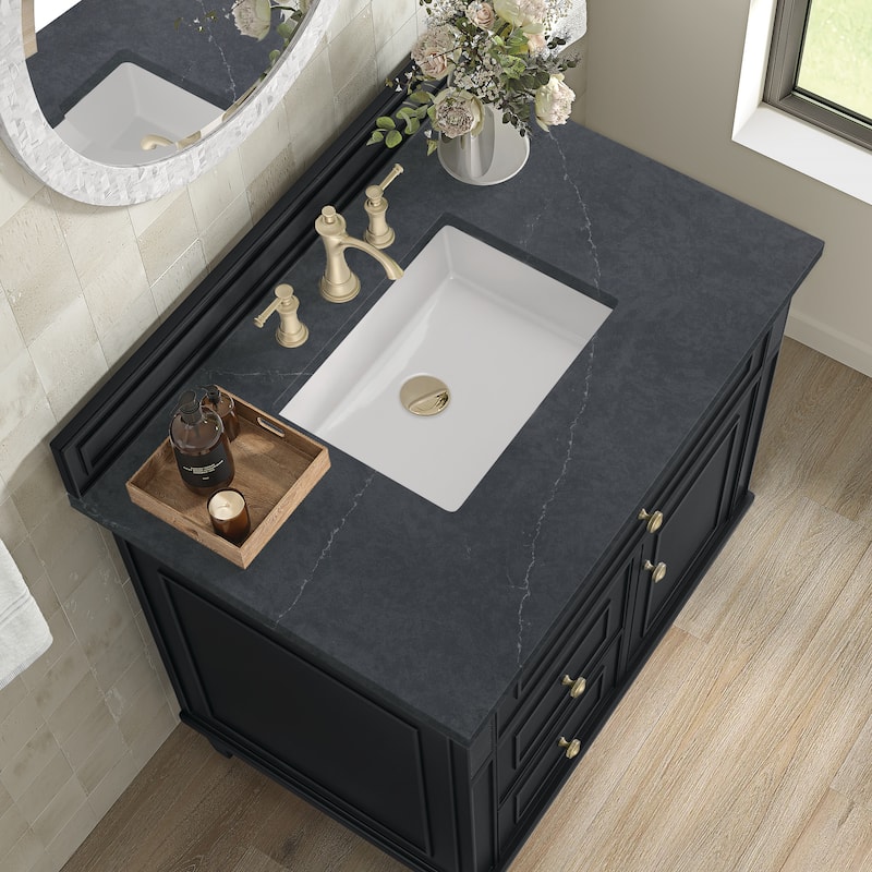 James Martin Vanities Lorelai 36" Single Vanity, Black Onyx - Charcoal Soapstone