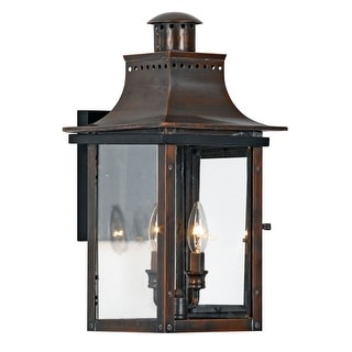 Chalmers 2-Light Outdoor Wall Lantern in Aged Copper