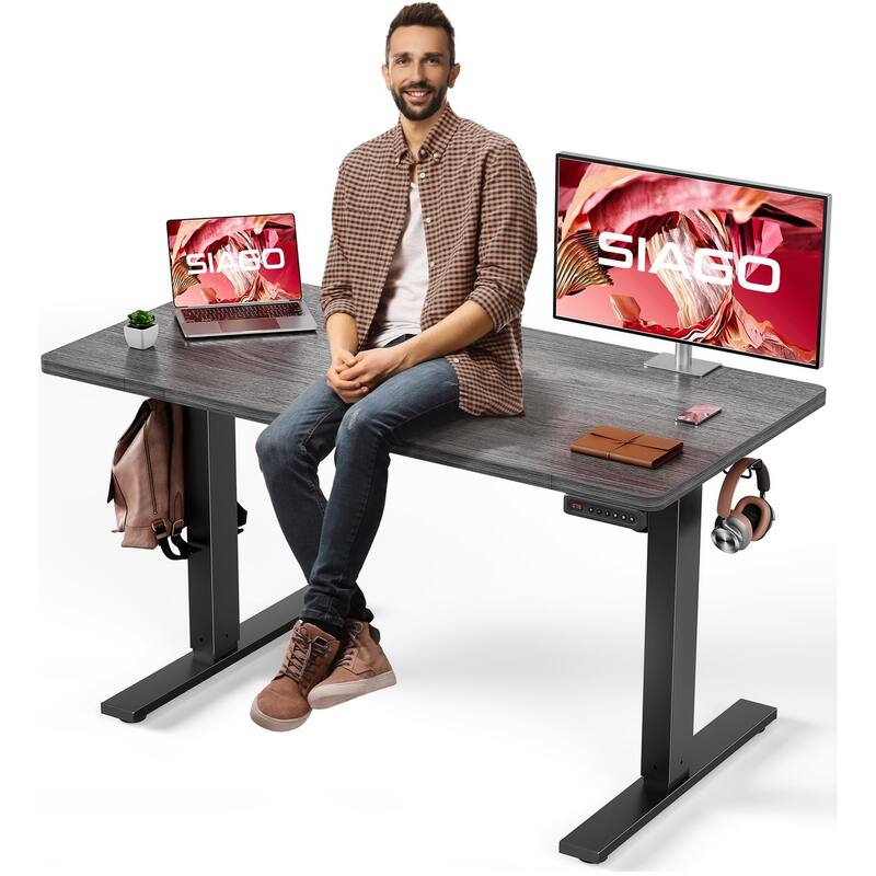 SIAGO Electric Standing Desk Height Adjustable Computer Desk with Cable Management & Spacious Work Surface