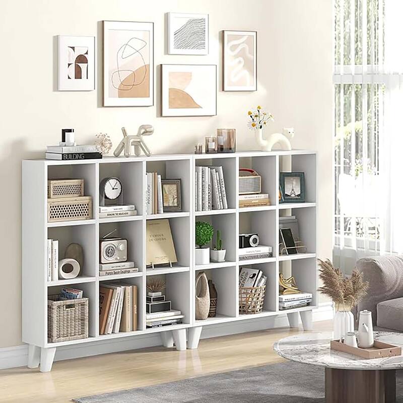 1/2 PCS Living Room 9-Cube Bookcase with 6 Removable Shelves White