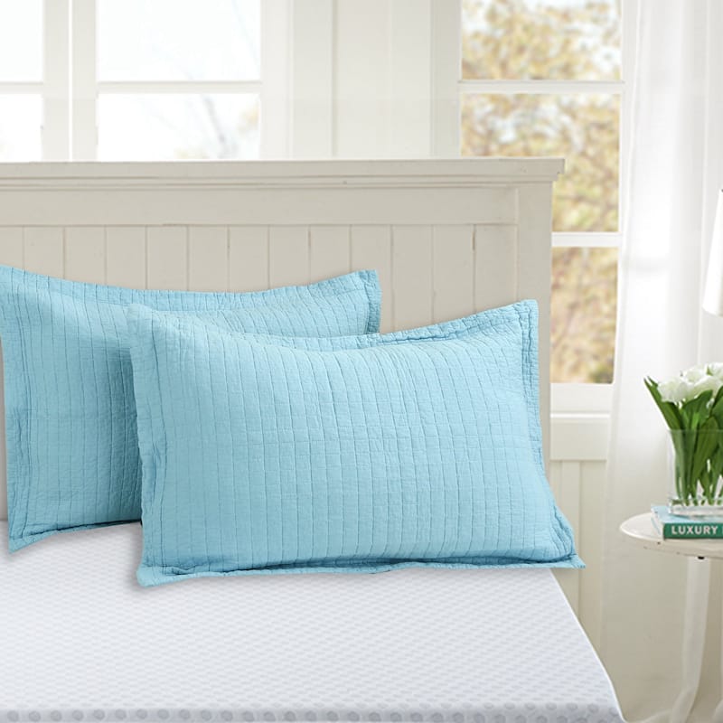 3 Pcs White Cotton Quilt Set Lightweight Bedspread Set Check