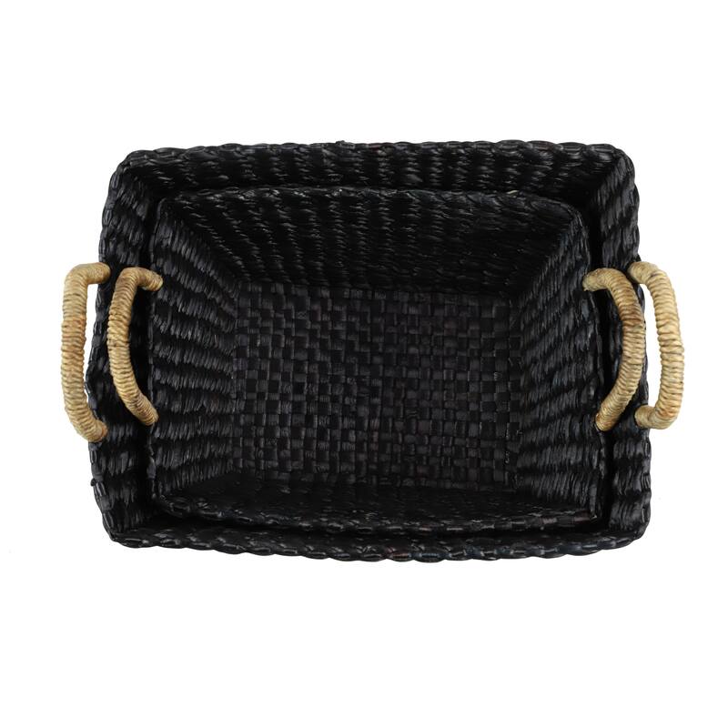 Black Banana Leaf Eclectic Storage Basket (Set of 2)