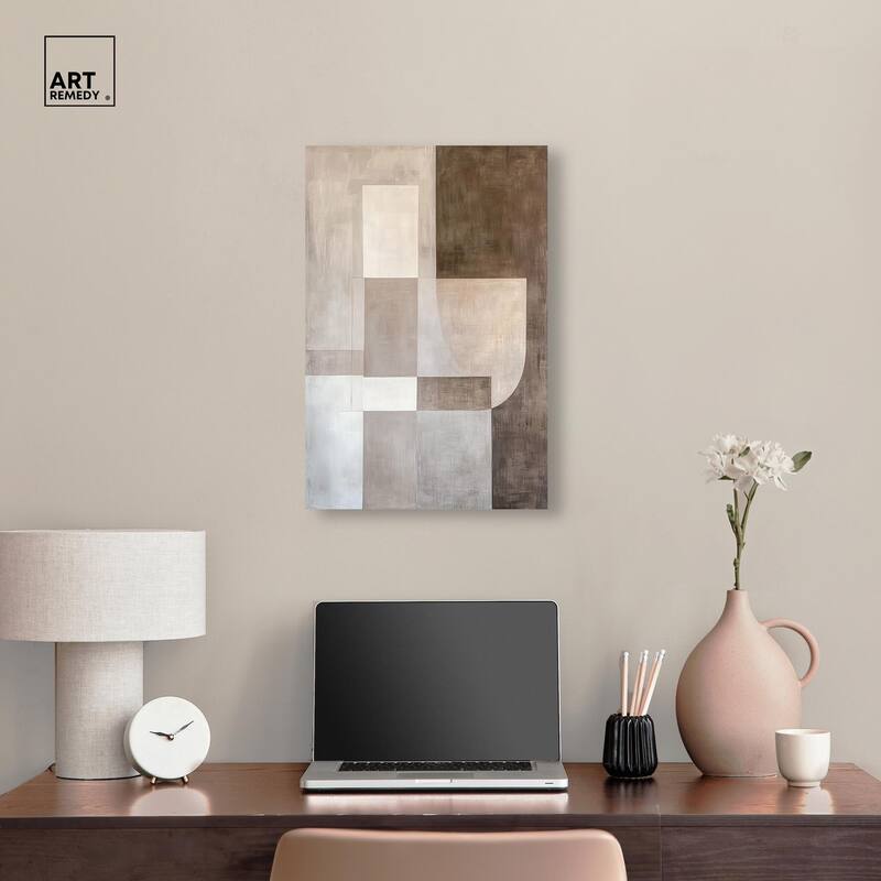 Neutral Tone Blocks I Canvas by Art Remedy, Gallery Wrapped