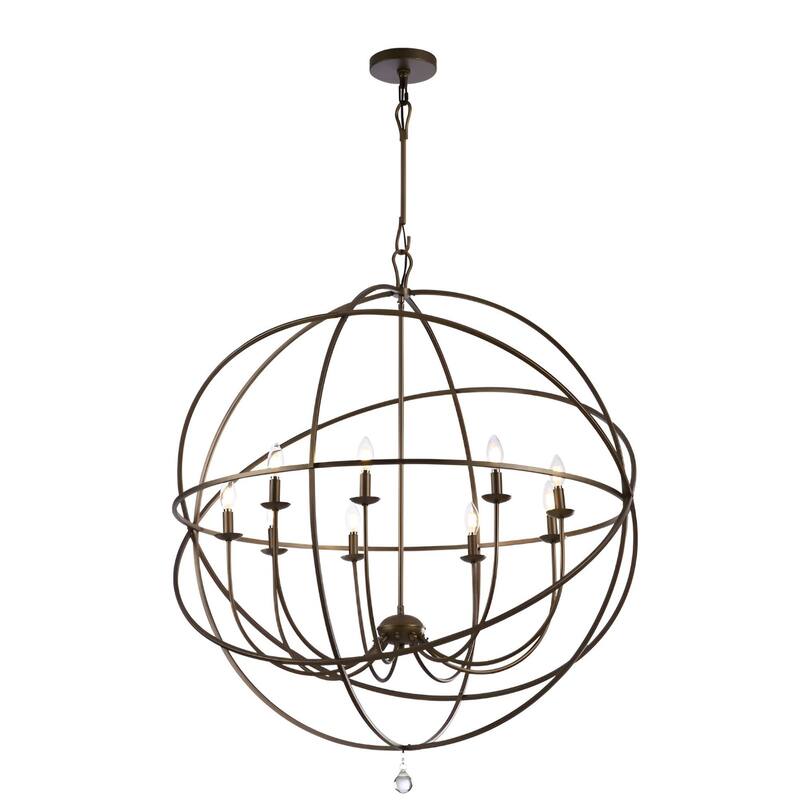 Large Sphere 9-Light Dimmable Globe Chandelier, Oversized High Ceiling Pendant - N/A