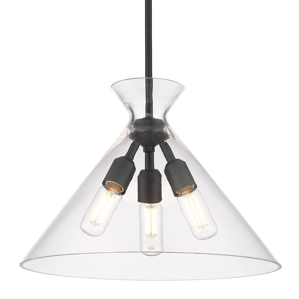 Golden Lighting Malta 3-light Pendant in Matte Black