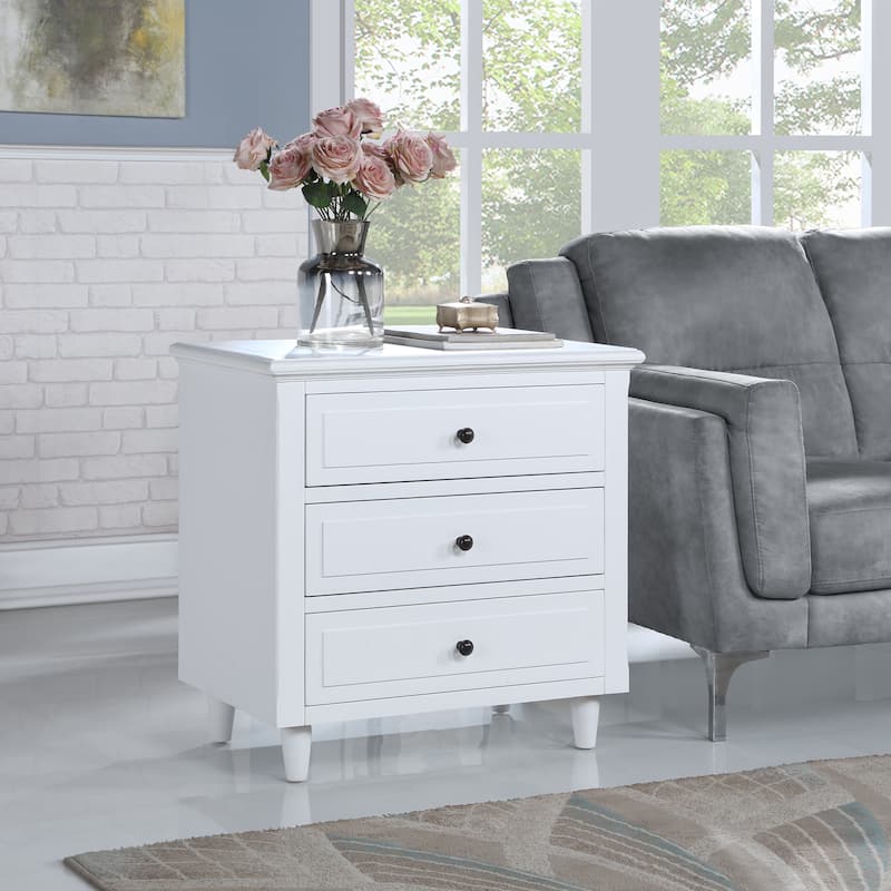 3-Drawer Nightstand Storage Wood Cabinet