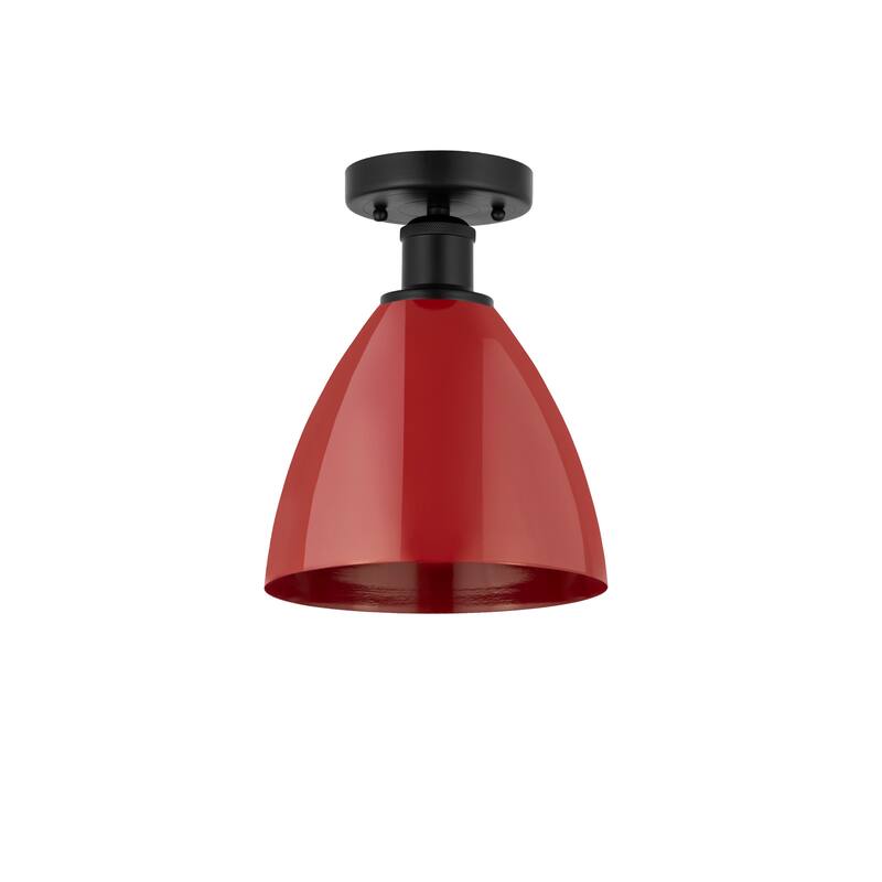 Innovations Lighting Edison Plymouth Dome - 1 Light 8" Semi-Flush Mount - Matte Black/Red