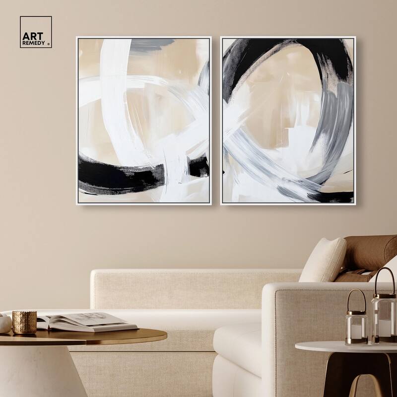 Neutral Interplay I Canvas Set of 2 by Art Remedy