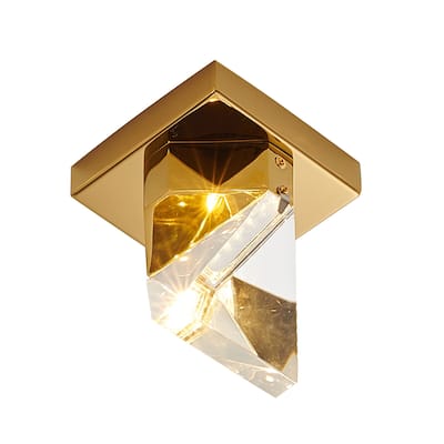 Gold LED Flush Mount With Crystal Shade