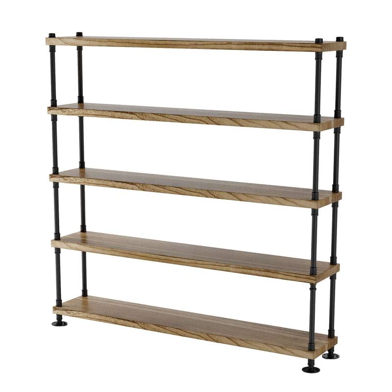 Wallniture 60 inch Long Pipe Bookcase, 11.25'' Deep & 1.5'' Thick Hanging Wood Shelf for Home Organization, Rustic, Tier Options