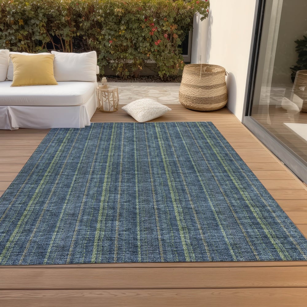 Machine Washable Indoor/ Outdoor Stripe Chantille Rug