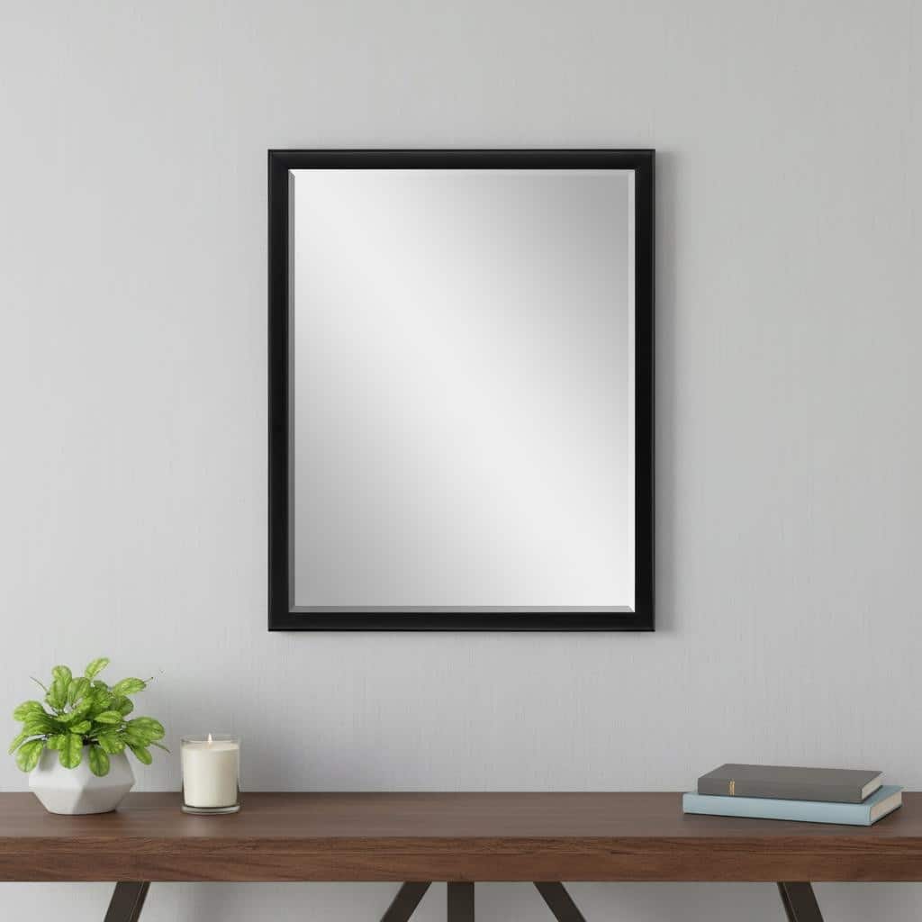 HomeRoots 42" Black Solid Wood Framed Accent Mirror - 32.00 in. x 42.00 in. x 3.00 in.