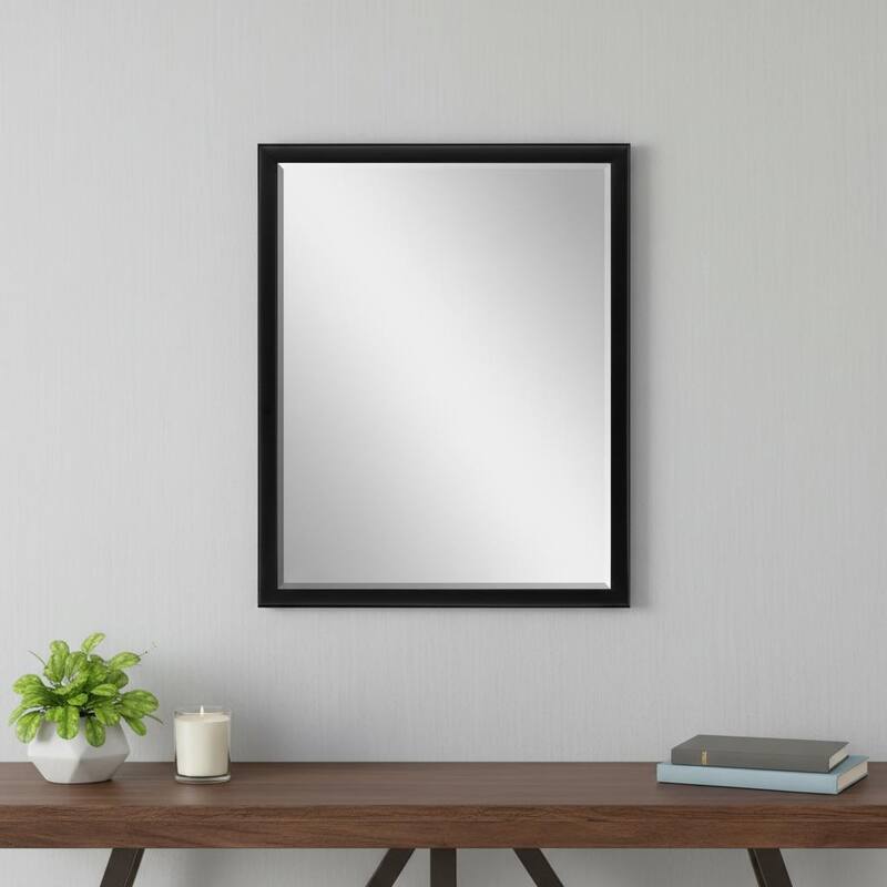 HomeRoots 42" Black Solid Wood Framed Accent Mirror - 32.00 in. x 42.00 in. x 3.00 in. - 32.00 in. x 42.00 in. x 3.00 in.