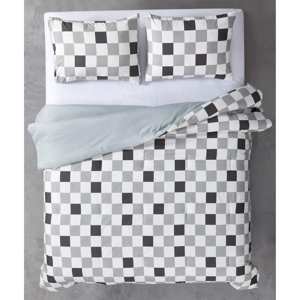 Urban Lifestyle 3 Piece Comforter Set,Checkerboard Pattern