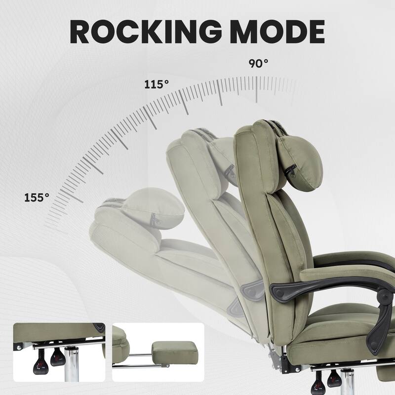 Velvet Home Office Chair with Wheels, High Back Work Chair with Adjustable Height, Ergonomic Chair with Footrest
