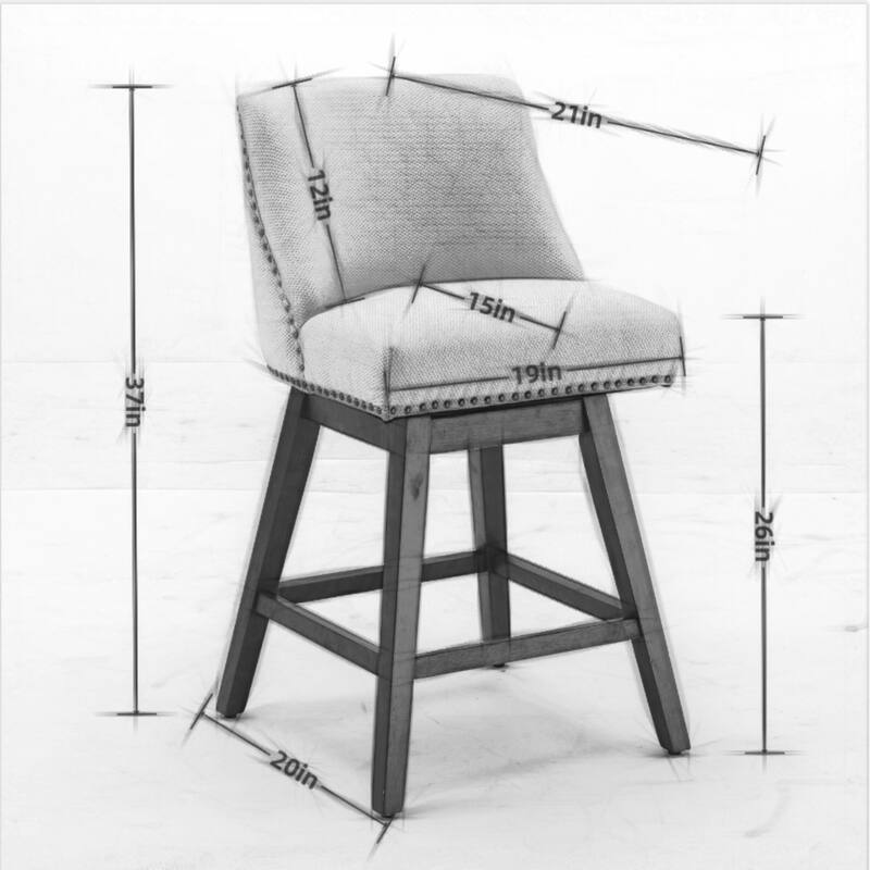 Set of 2 Fabric Upholstered Counter Height Swivel Barstools