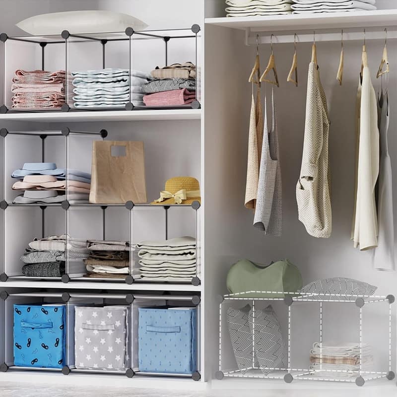 10 Cube Stackable Shoe Rack Organizer DIY Plastic Shoe Storage Cabinet for Closet & Entryway - N/A