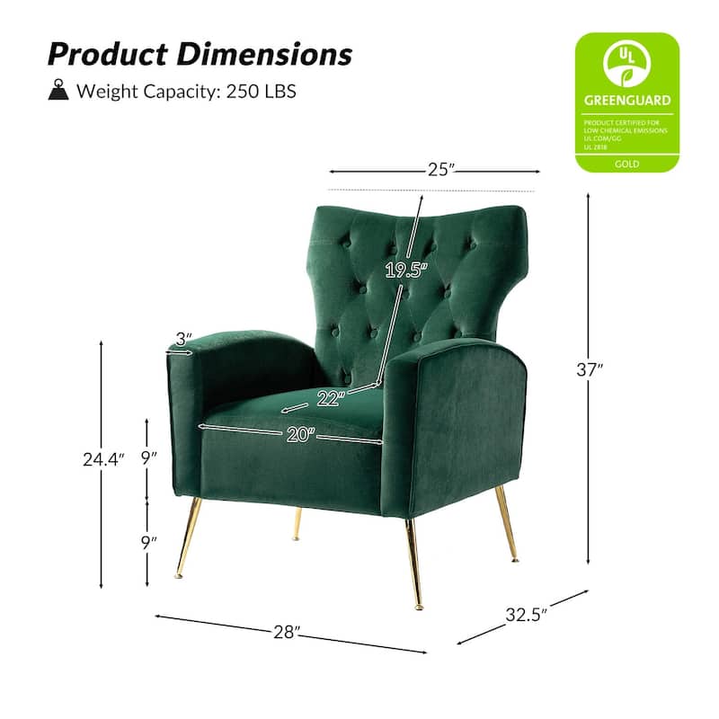 Abadiana Accent Tufted Chair with Metal Base by HULALA HOME