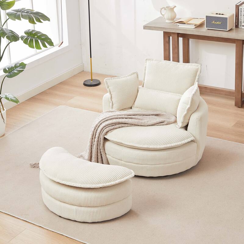 Modern Oversized Swivel Chair With Moon Storage for Living Room