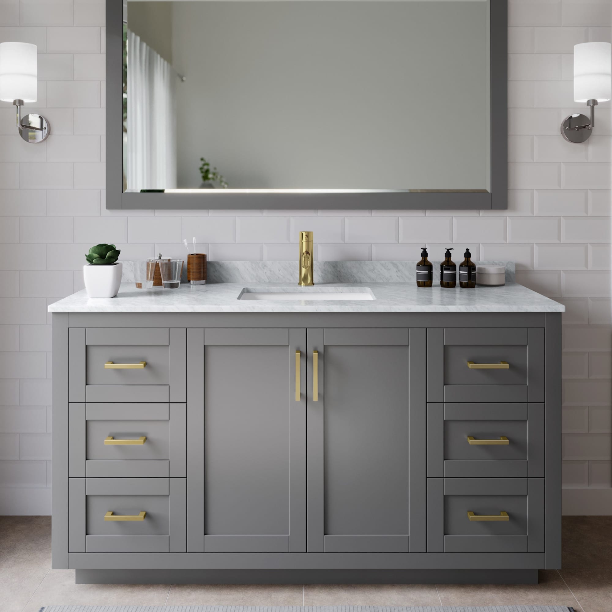 Wyndham Collection Miranda 60" Free Standing Single Basin Vanity Set