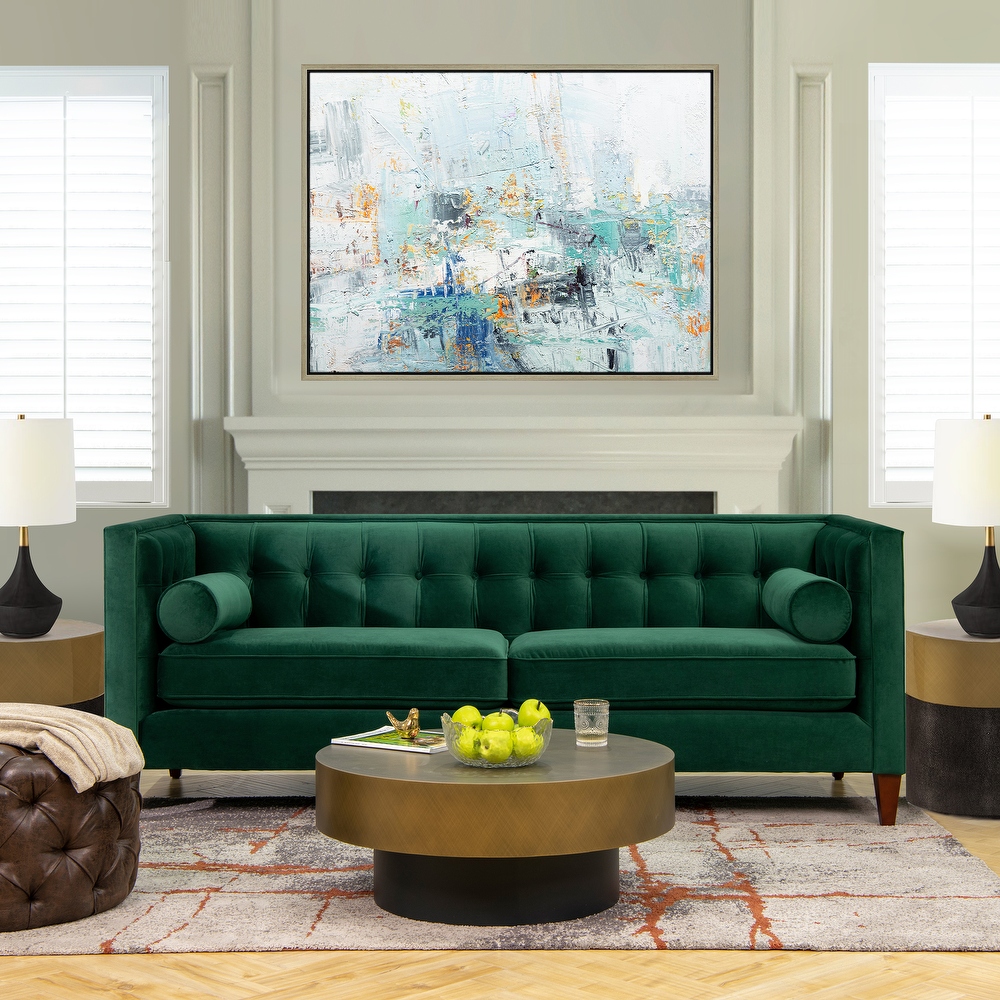 Green faux deals leather couch