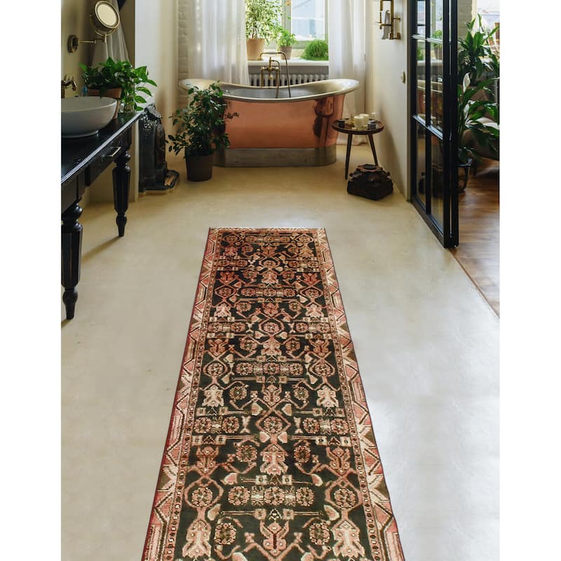 Fine Vintage Distressed Theron Charcoal/Beige Runner - 2'7" x 8'9"