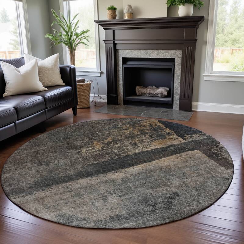 Premium Washable Super Soft Modern Kelly Mayfield Rug - Coffee - 8' x 8'