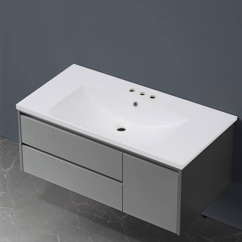 Topcraft Resin Bathroom Vanity Sink Top with Overflow - 36"