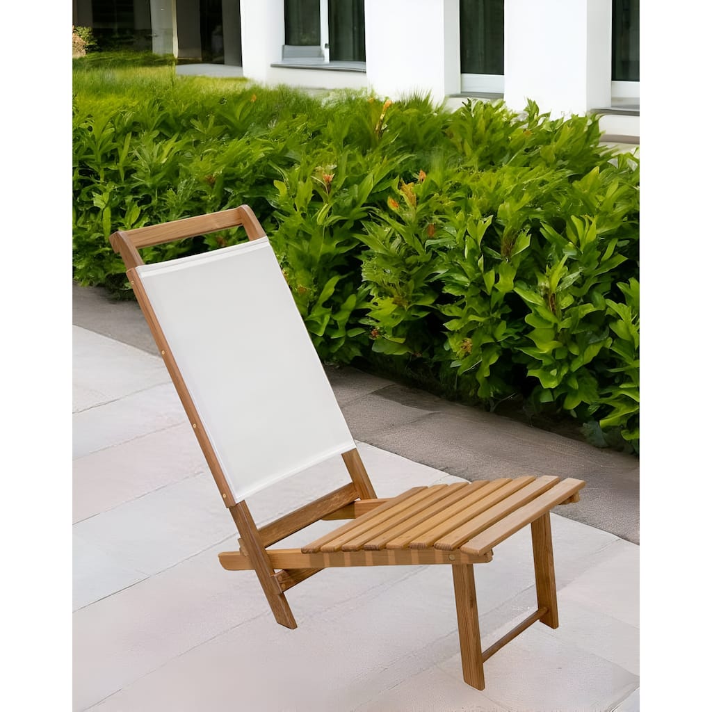 15" Brown and Natural Wood Solid Wood Outdoor Deck Chair